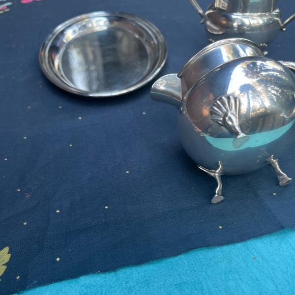 Sterling Silver Tray with Sterling Cream and Sugar, Serving Set - Picture 13 of 16
